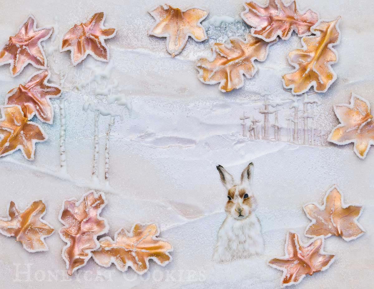Honeycat Cookies: Frosty Handpainted Hare